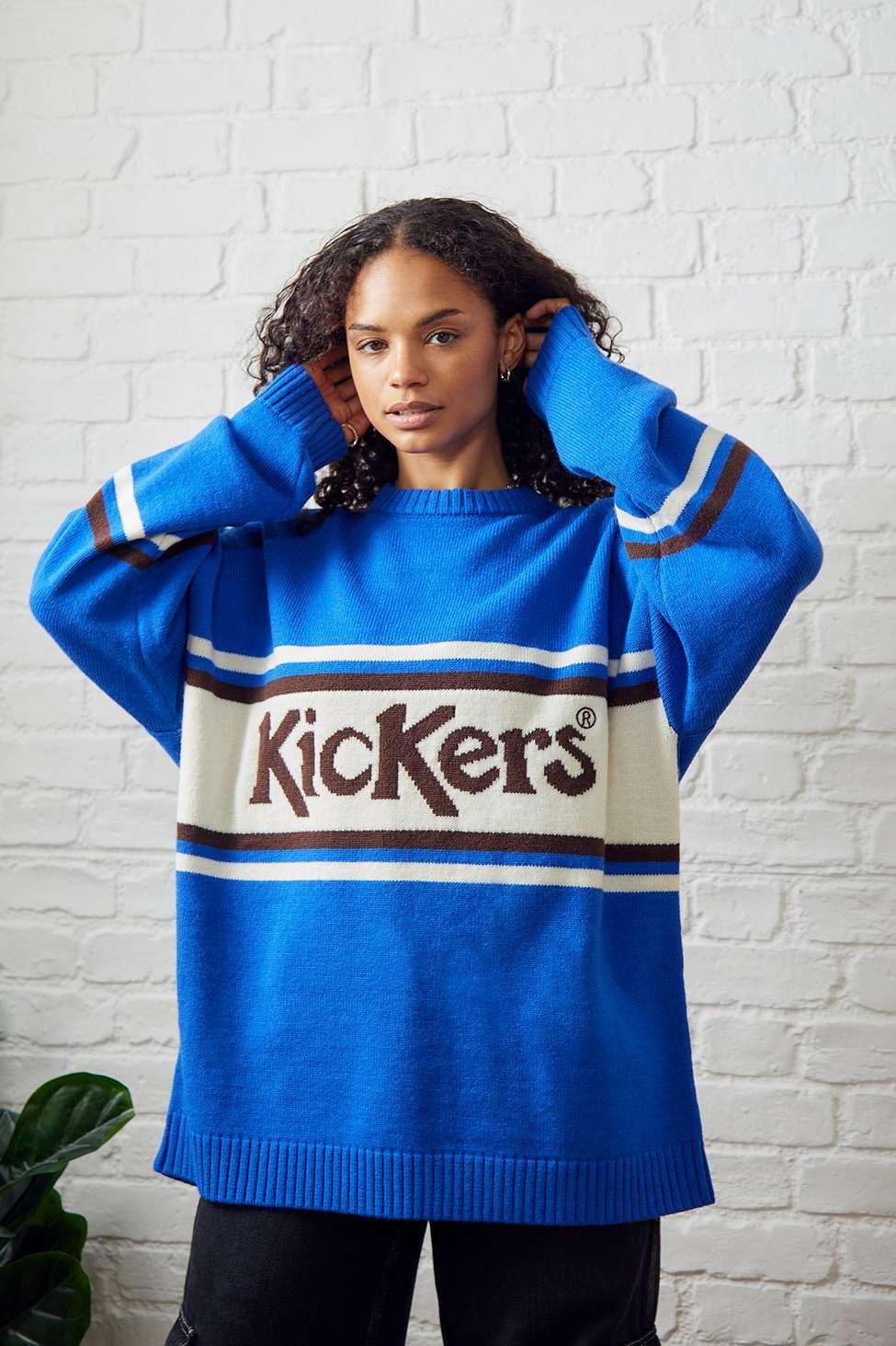 Kickers Uo Exclusive Blue Oversized Logo Knit Jumper | Lyst UK