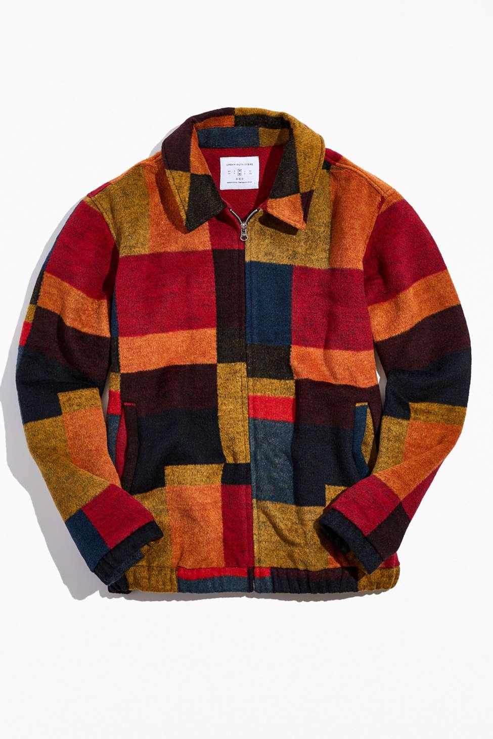 Urban Outfitters Uo Wool Colorblock Harrington Jacket in Red for Men | Lyst