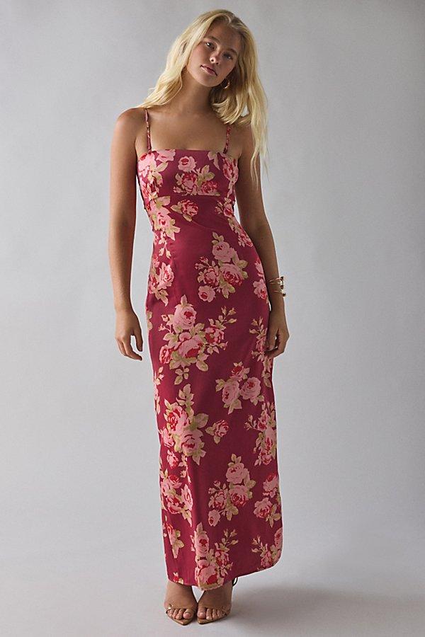 Urban Outfitters Uo Mira Keyhole Cutout Tie-Back Satin Slip Maxi Dress in Red | Lyst Urban Outfitters Uo Mira Keyhole Cutout Tie-Back Satin Slip Maxi Dress in Red | Lyst