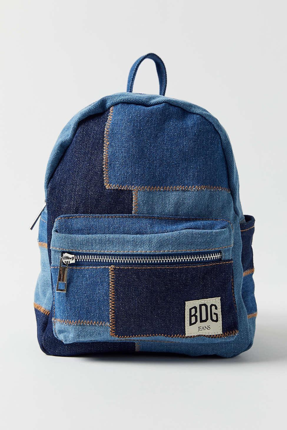 BDG Patchwork Mini Denim Backpack in Blue