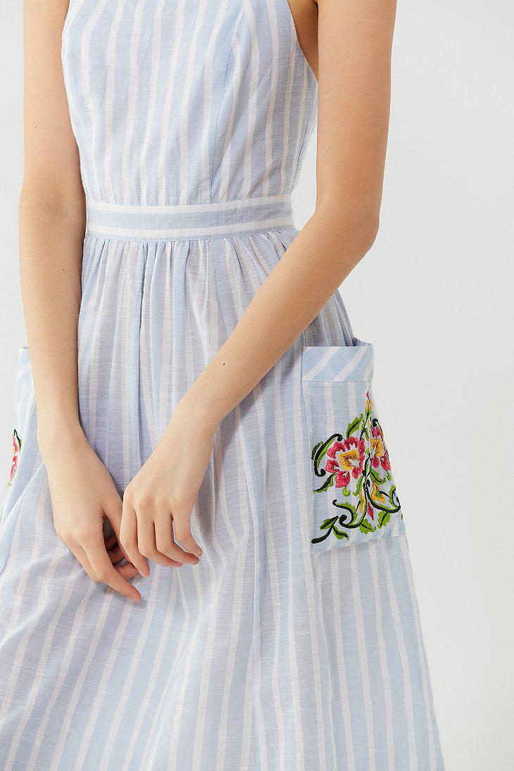 urban outfitters blue and white striped dress