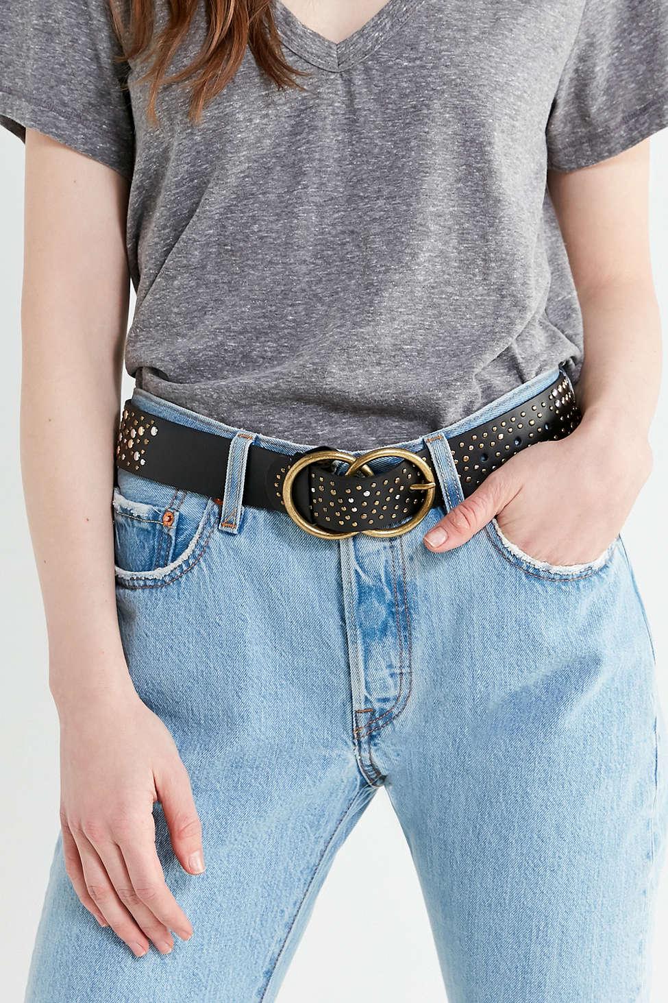 Urban Outfitters Leather Studded Double O Ring Belt In Black Lyst Urban Outfitters Leather Studded Double O Ring Belt In Black Lyst