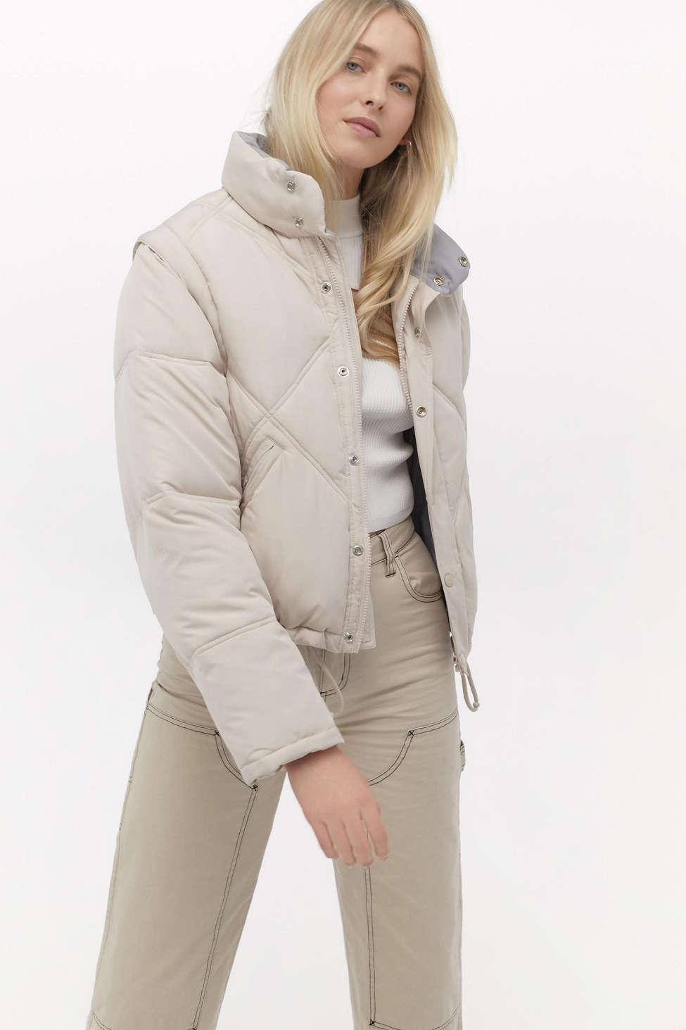 Urban Outfitters Synthetic Uo Quilted Zip-off Sleeve Oversized Puffer Jacket  in Natural - Lyst