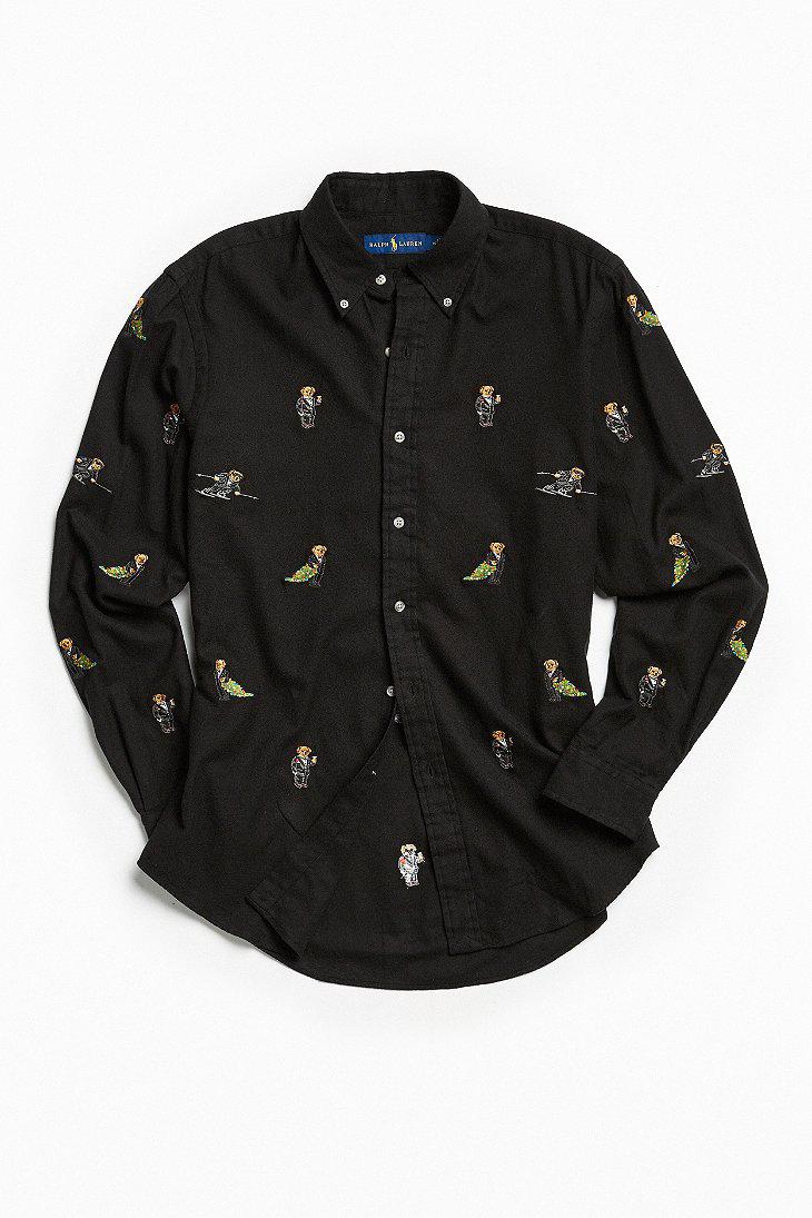 Ralph Lauren Polo Ralph Lauren Embroidered Bear Button-down Shirt in Black  for Men | Lyst