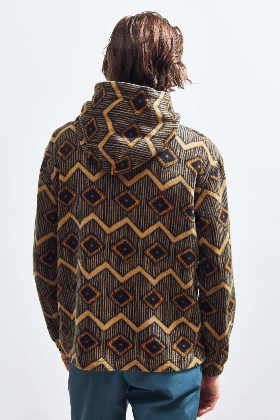 uo patterned polar fleece hoodie sweatshirt