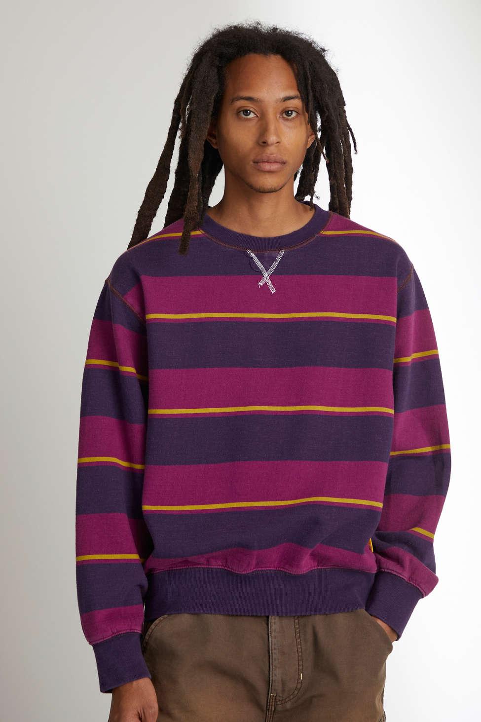 Urban Outfitters Uo Reworked Stripe Craft Crew Neck Sweatshirt in Purple  for Men | Lyst