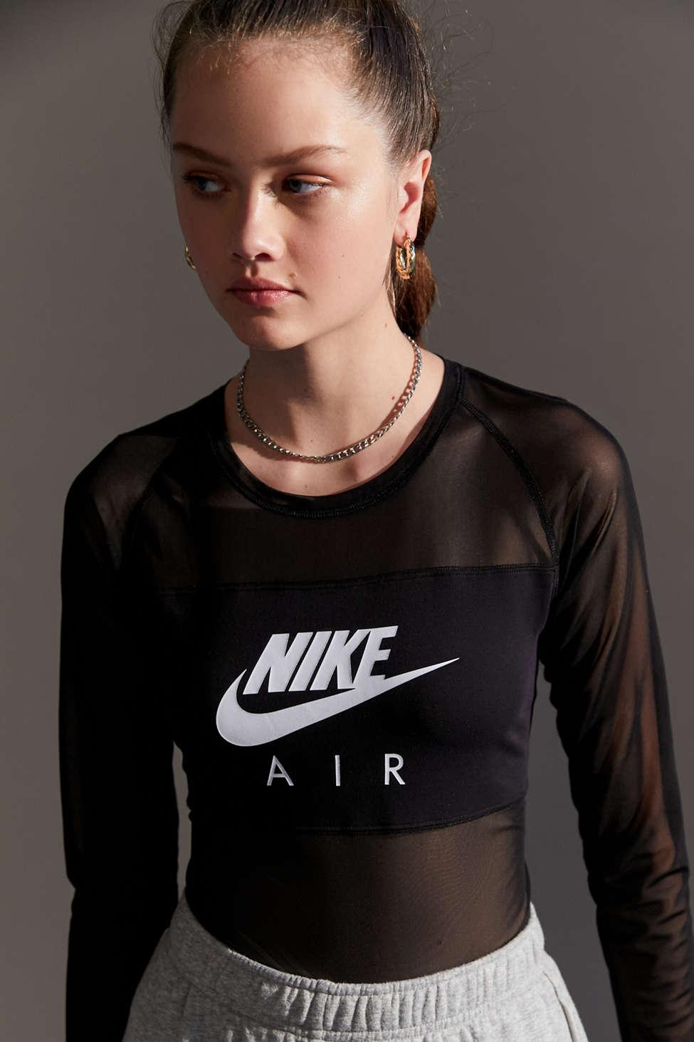 Nike Air Mesh Long Sleeve Bodysuit in Black | Lyst