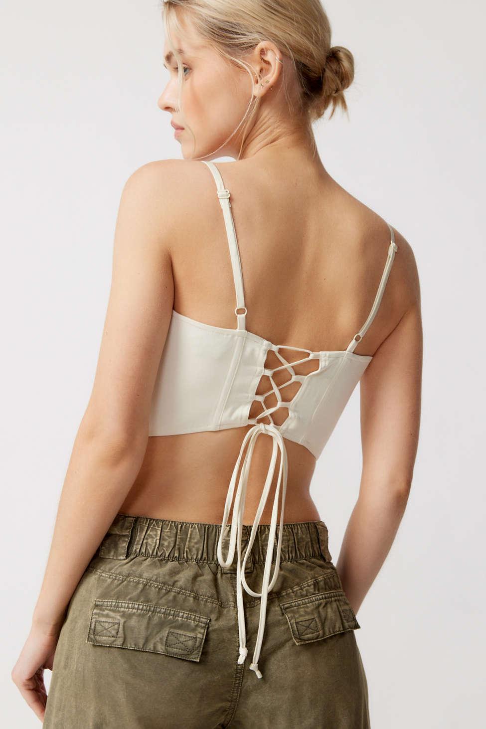 Urban Outfitters Uo Serene Lace-up Bustier Cami in White | Lyst