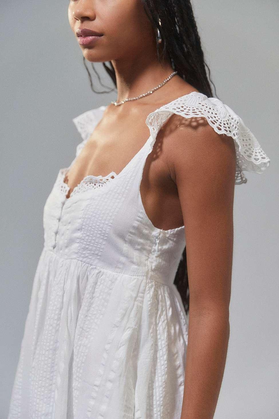 Urban Outfitters Uo Wildflower Lace Babydoll Mini Dress in Grey | Lyst UK