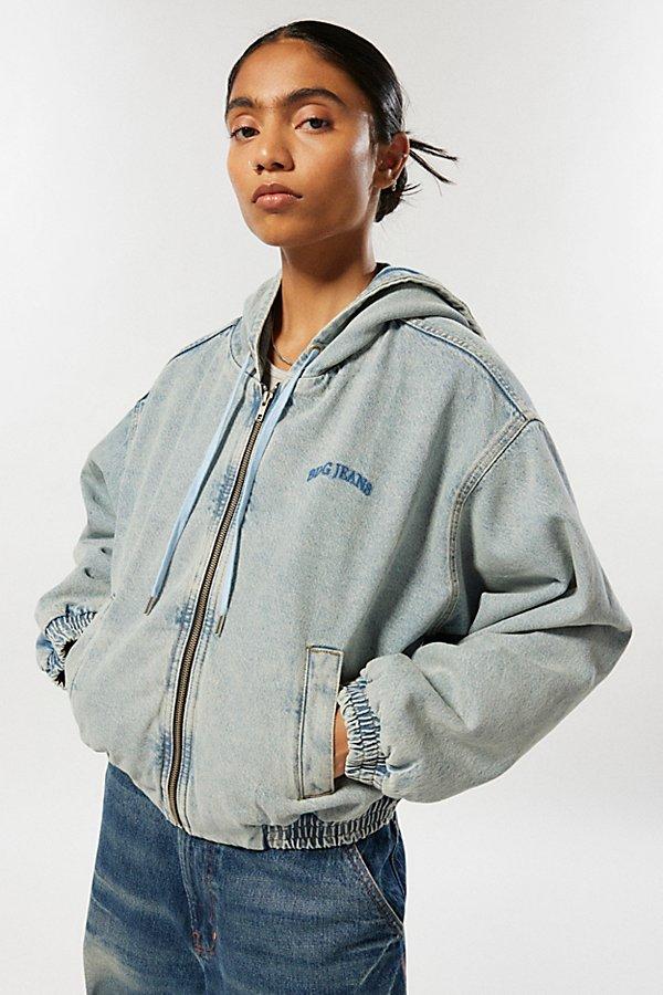 Hooded denim jacket womens discount
