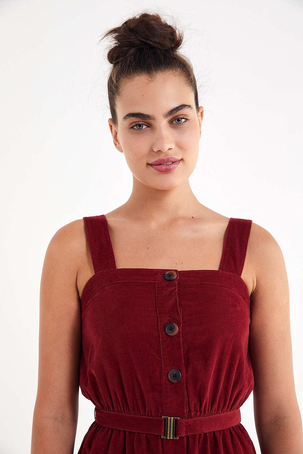 uo cordelia corduroy midi dress