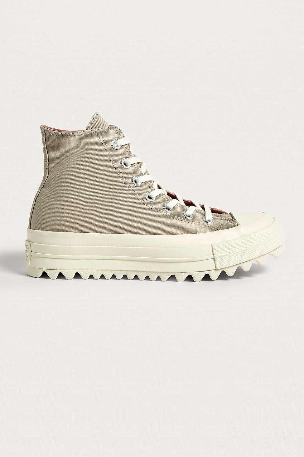 converse chuck taylor all star lift ripple beige high top trainers