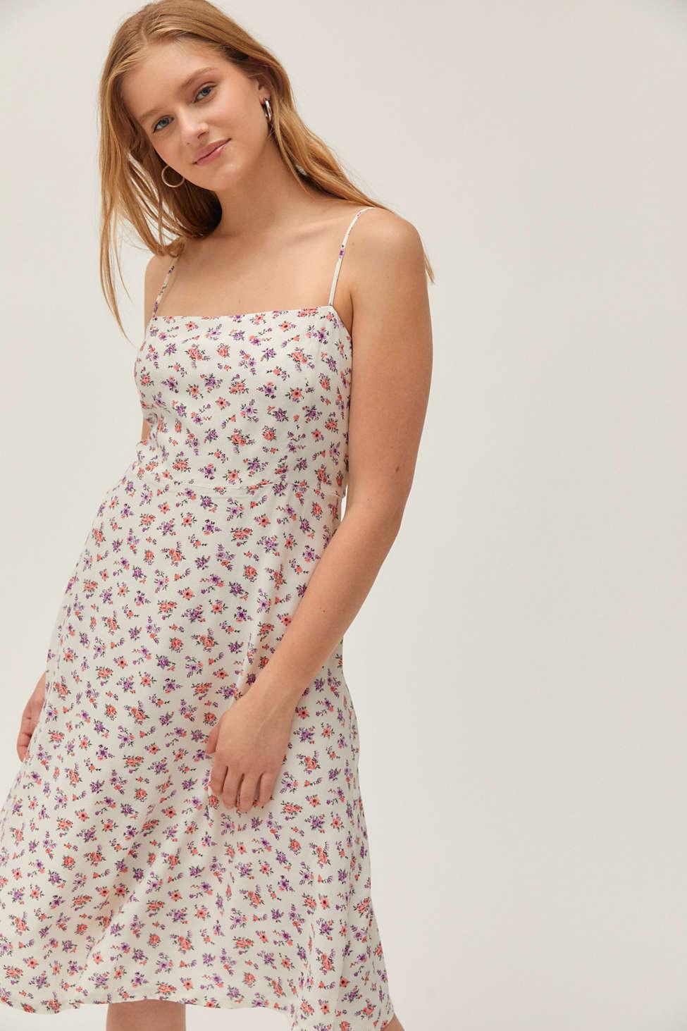 Buy > urban outfitters archive pink floral mesh midi dress > in stock