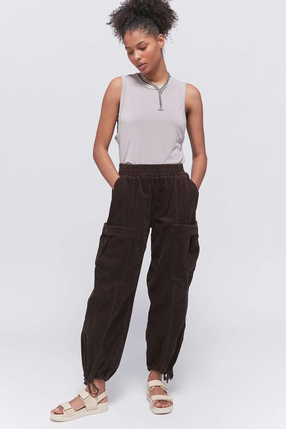 Urban Outfitters Uo Vivi Corduroy Cargo Jogger Pant in Black | Lyst
