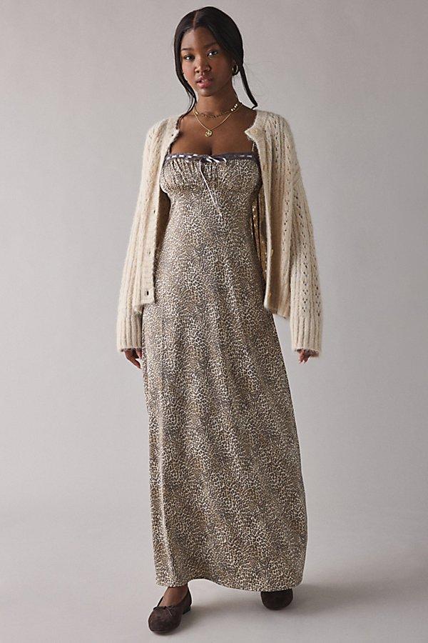 urban outfitters brown satin dress Uo Tied With A Bow Lace + Ribbon Trim Slip Maxi in USA What to Wear for Colour:OCEAN BLUE 155cm This style sits