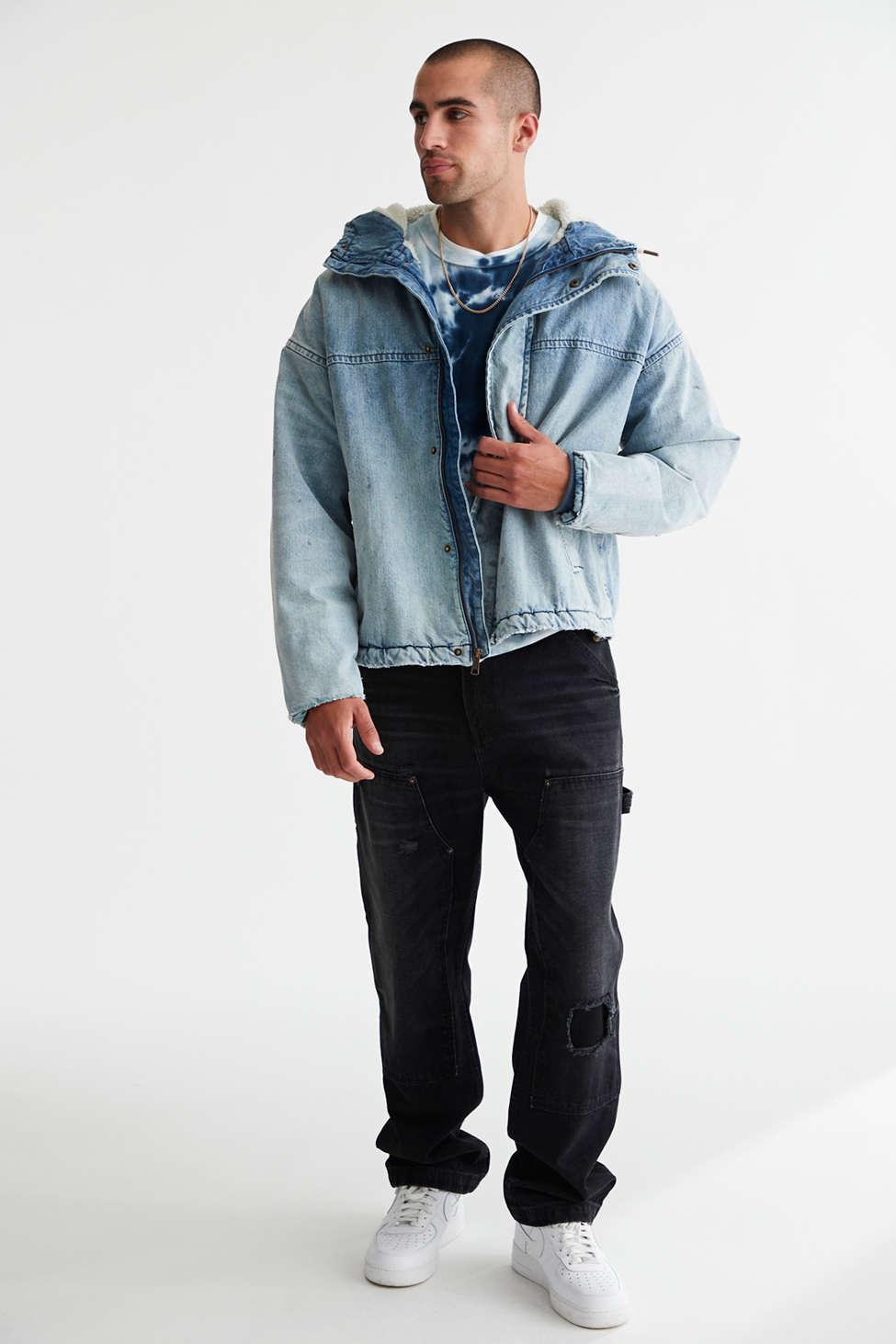 BDG River Hooded Denim Work Jacket In Tinted Denim,at Urban