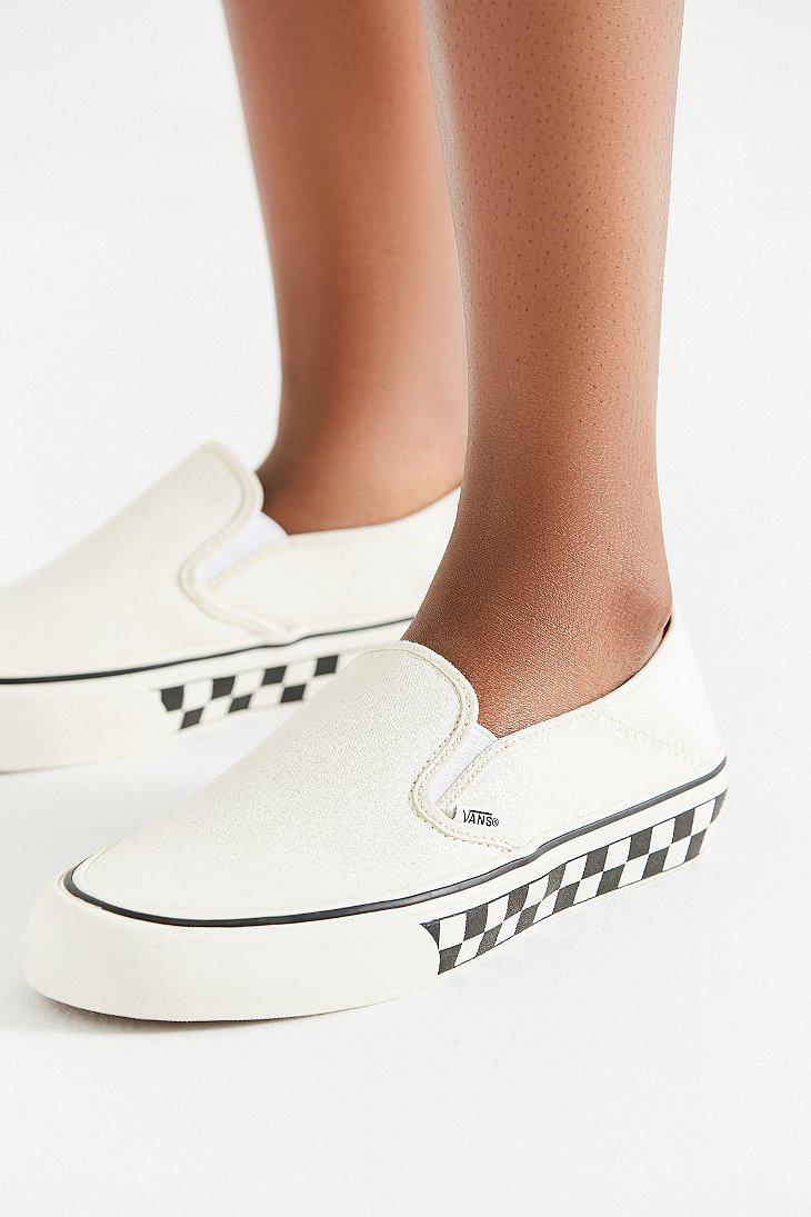 Vans Suede Vans Slip-on Checkerboard Sidewall White Sneaker | Lyst