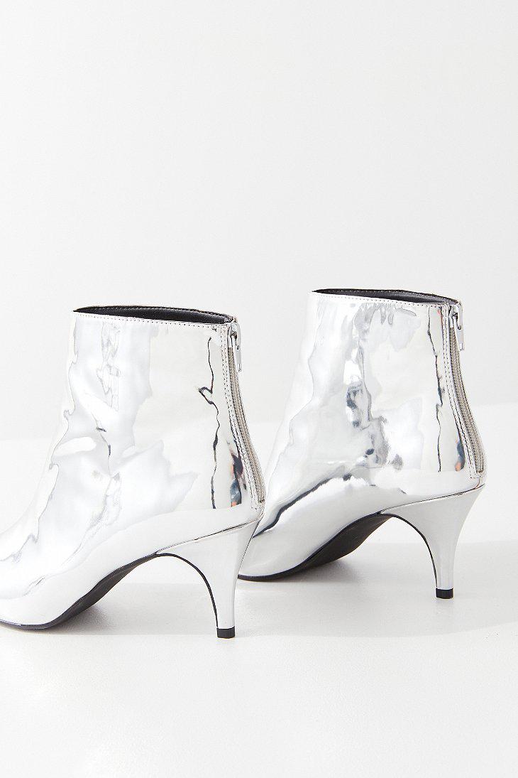 silver kitten heel boots