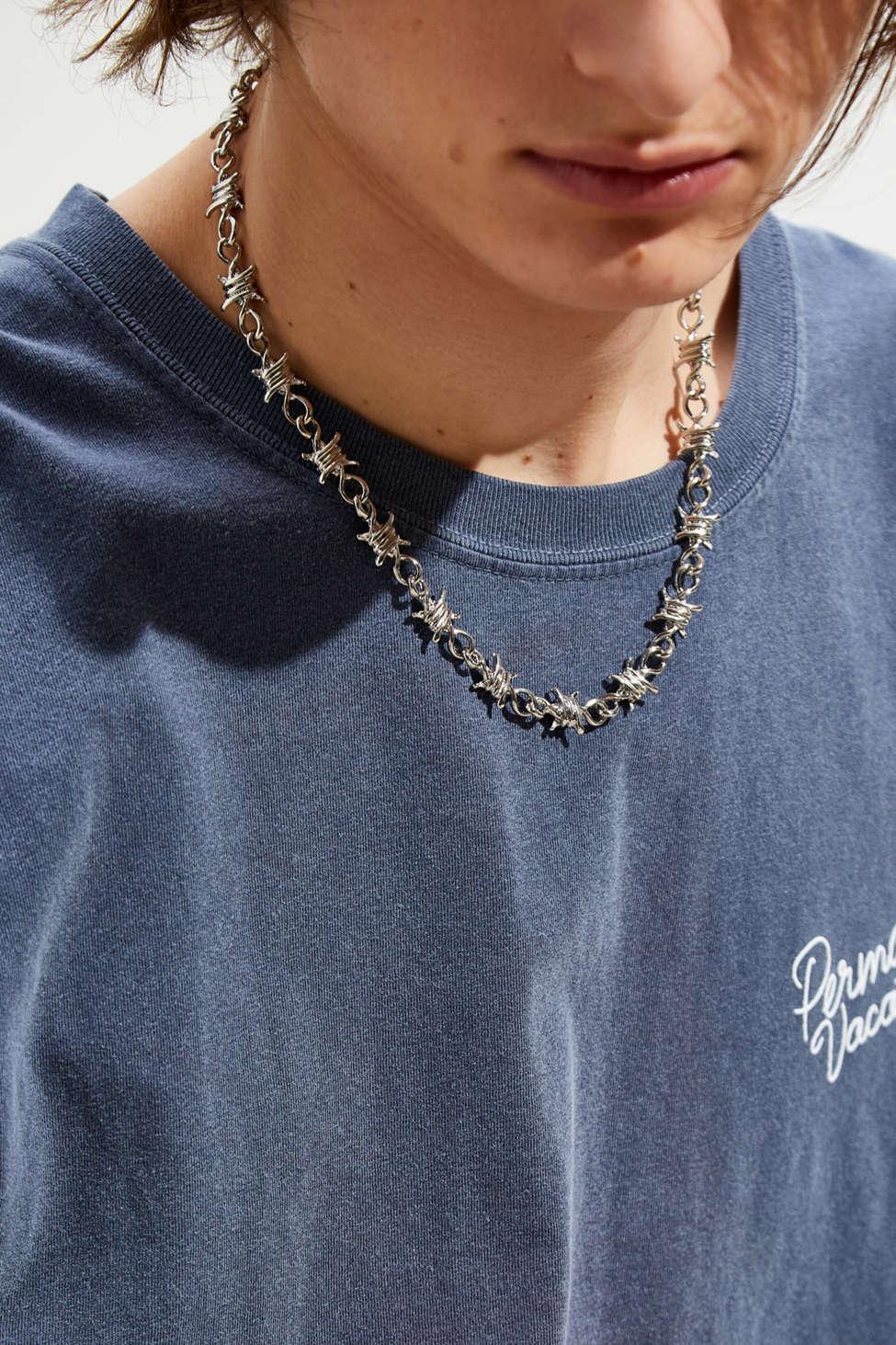 Urban Outfitters Barbed Wire Necklace in Metallic for Men - Lyst