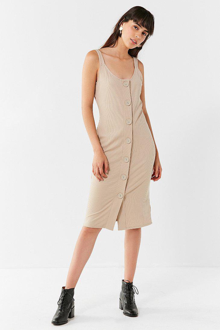 ribbed knit button down dress