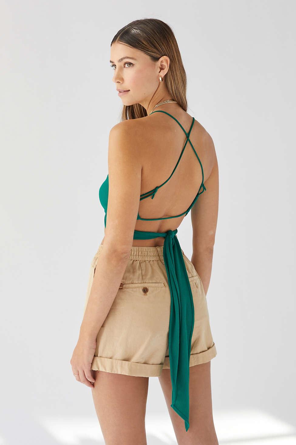 Urban Outfitters Uo All Tied Up Convertible Wrap Top in Green | Lyst