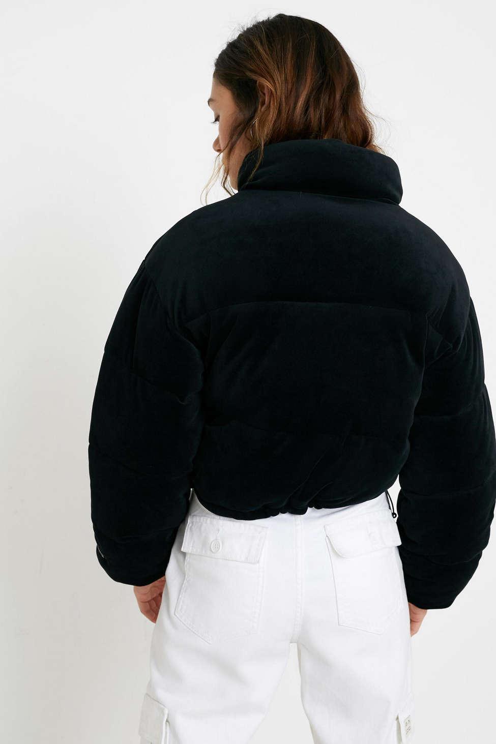 crop puffer jacket black