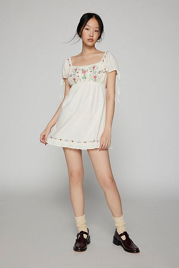 Kimchi Blue Kimchi Marcella Embroidered Babydoll Mini Dress in White | Lyst Kimchi Blue Kimchi Marcella Embroidered Babydoll Mini Dress in White | Lyst