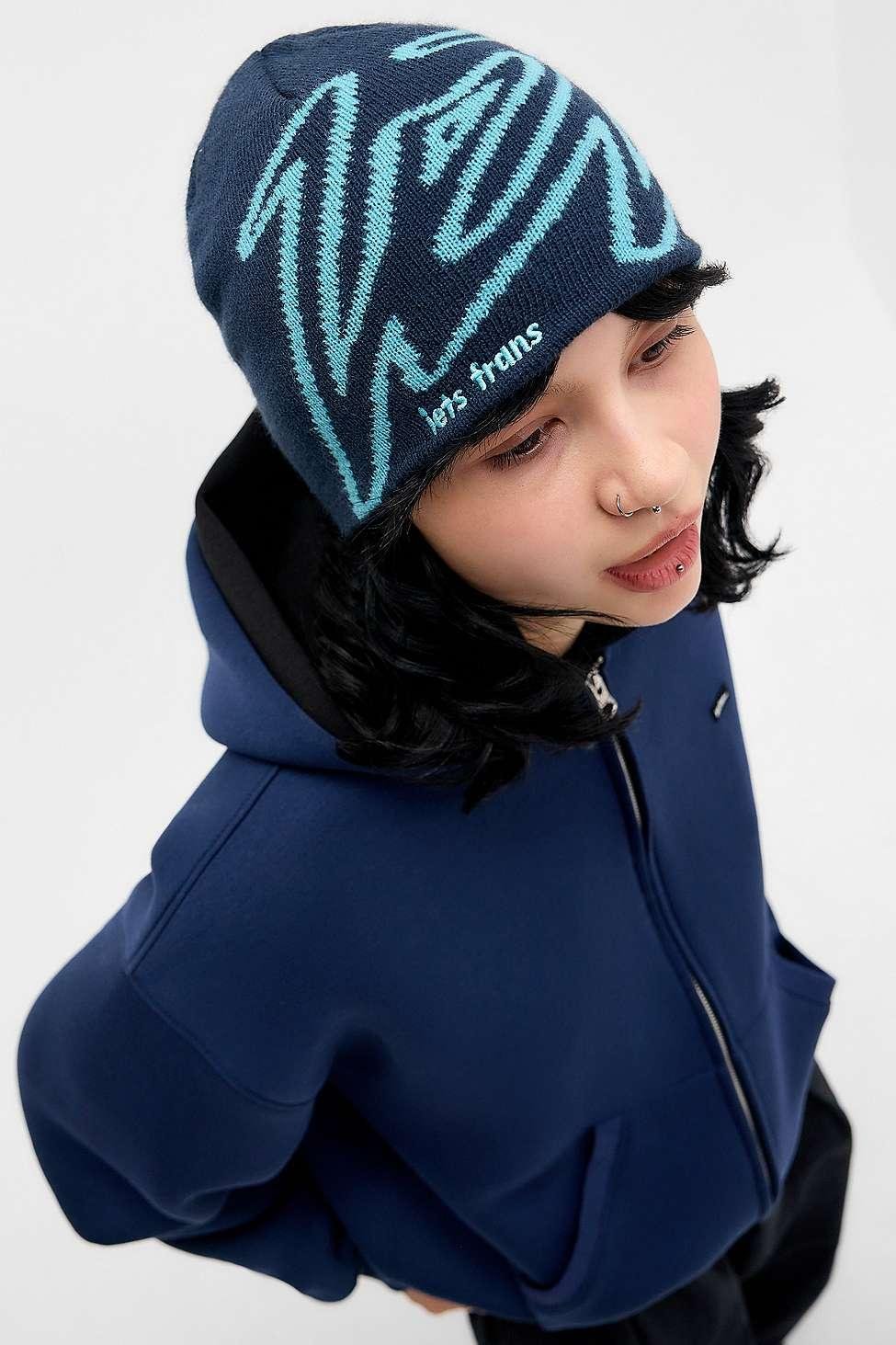 iets Graphic Beanie in Blue Lyst UK