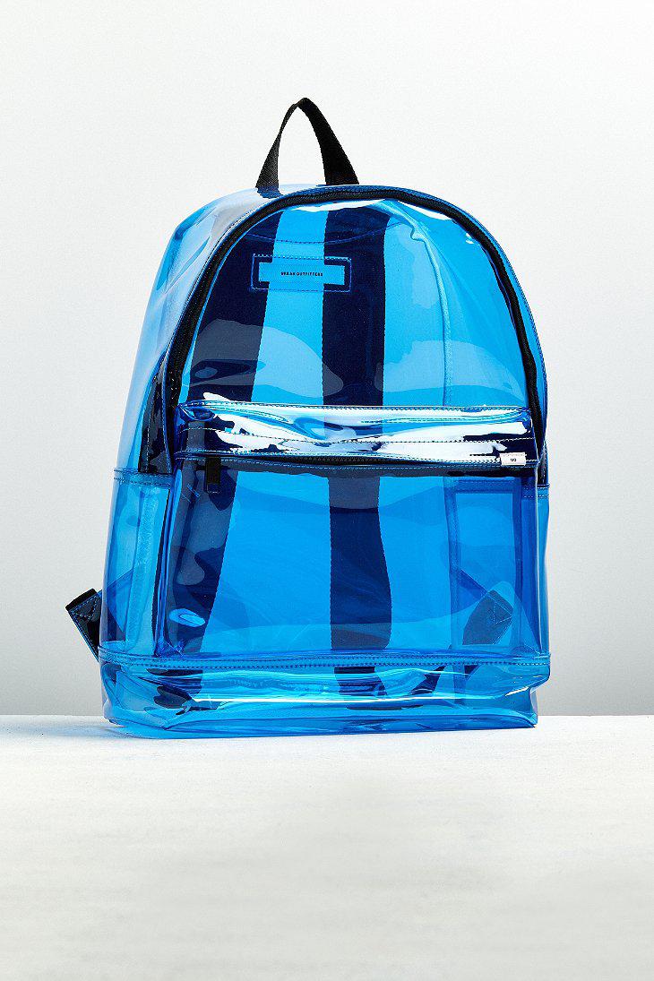 clear blue backpack