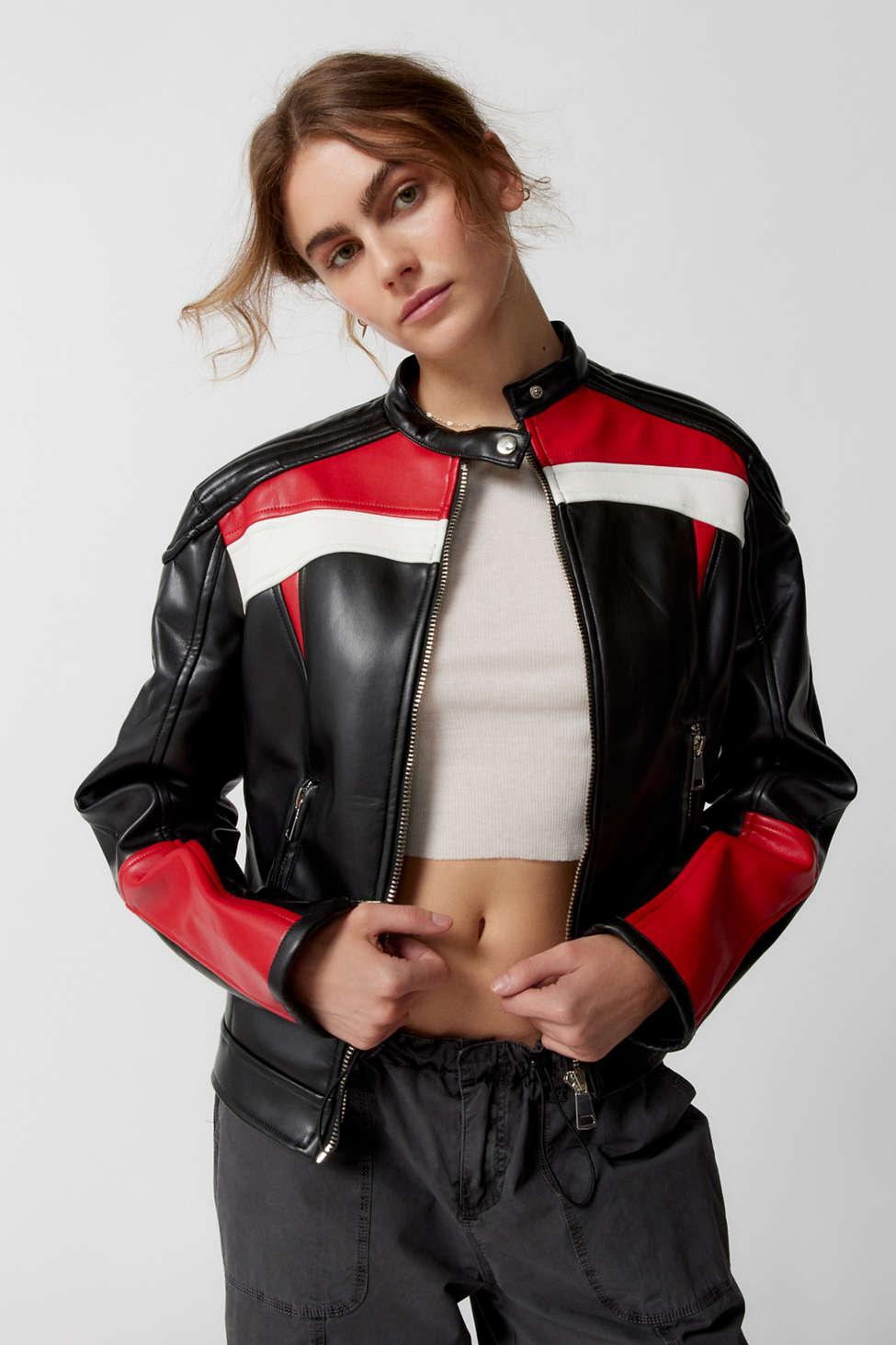 Lioness Top Model Faux Leather Biker Jacket in Red | Lyst