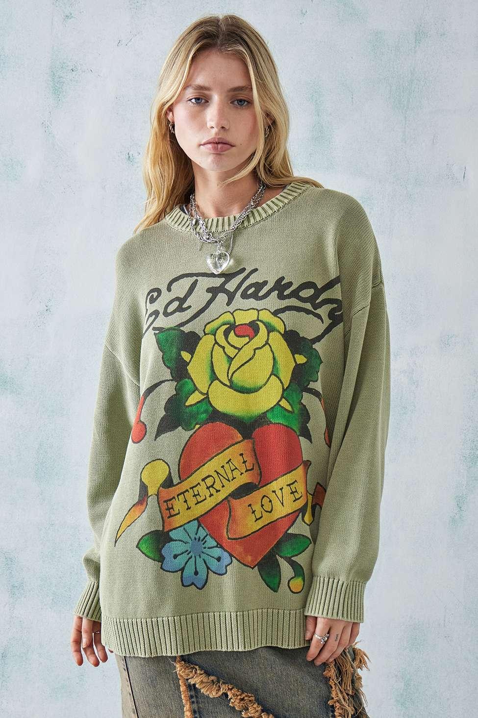 Ed Hardy Uo Exclusive Eternal Love Jumper Top in Green Lyst UK