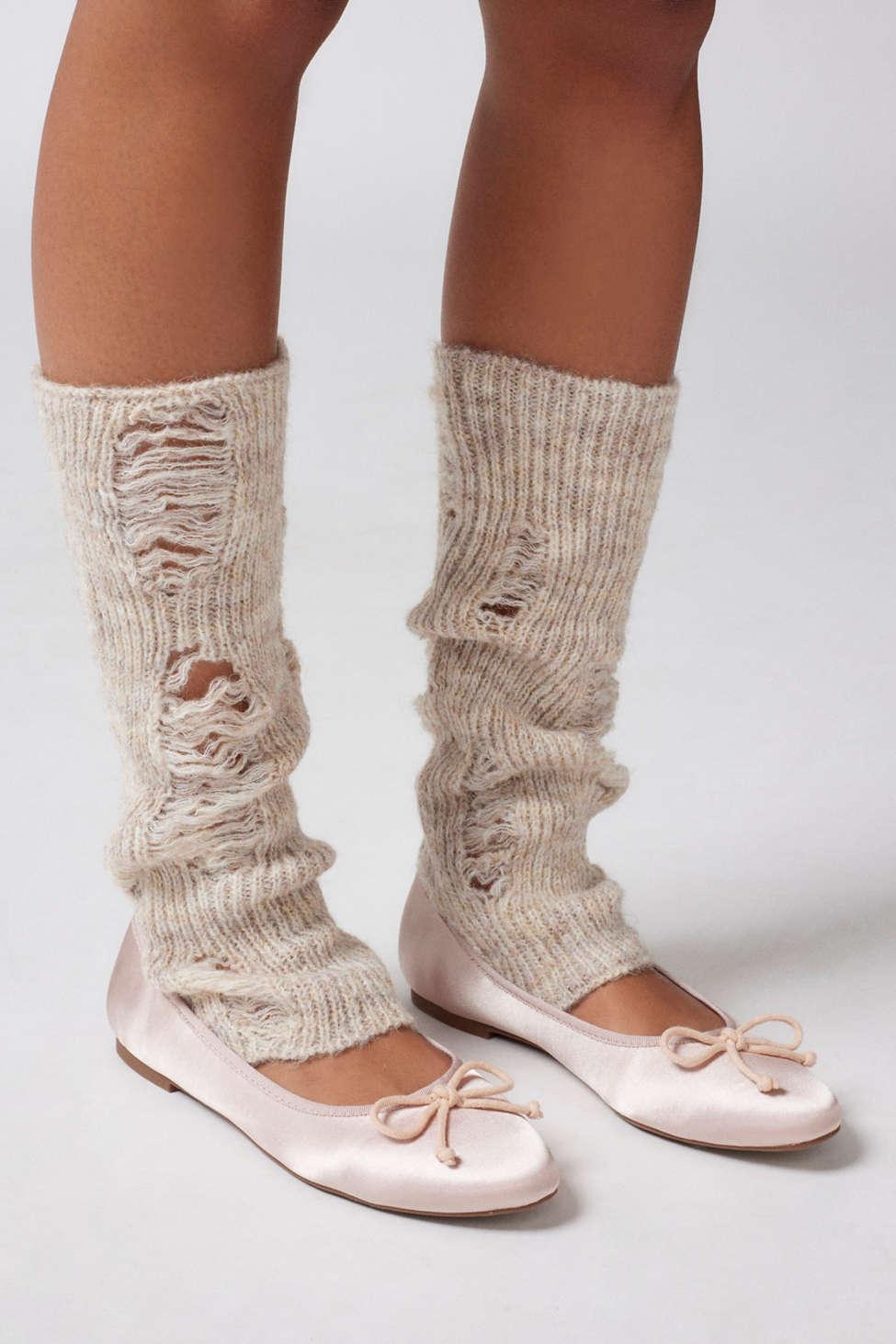 Urban Outfitters Distressed Leg Warmer In Cream,at in Natural