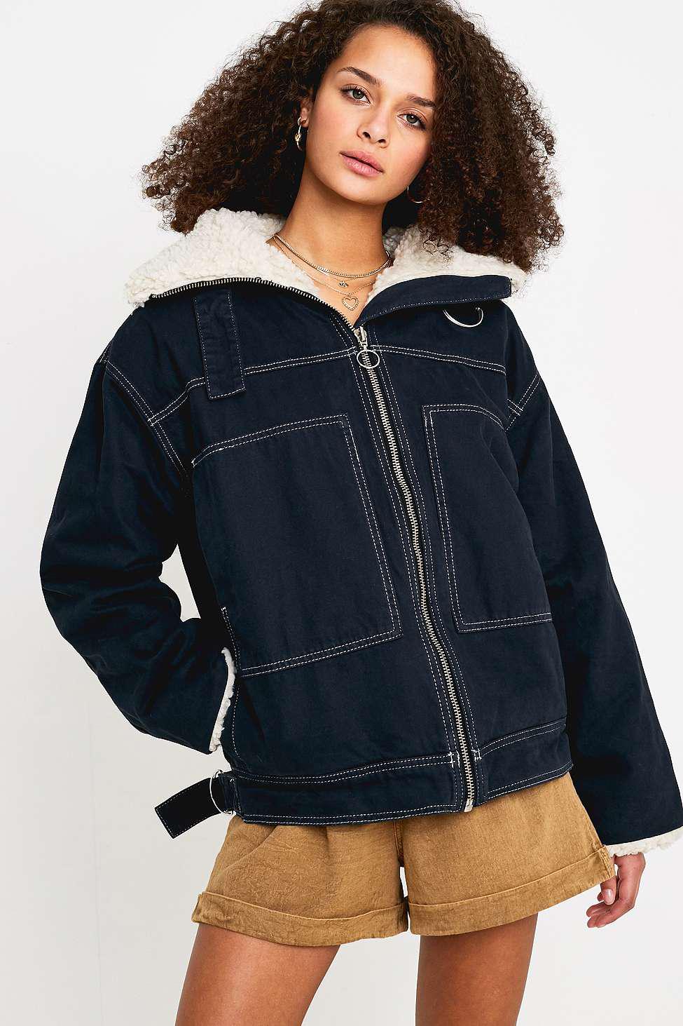 uo rene padded black utility jacket