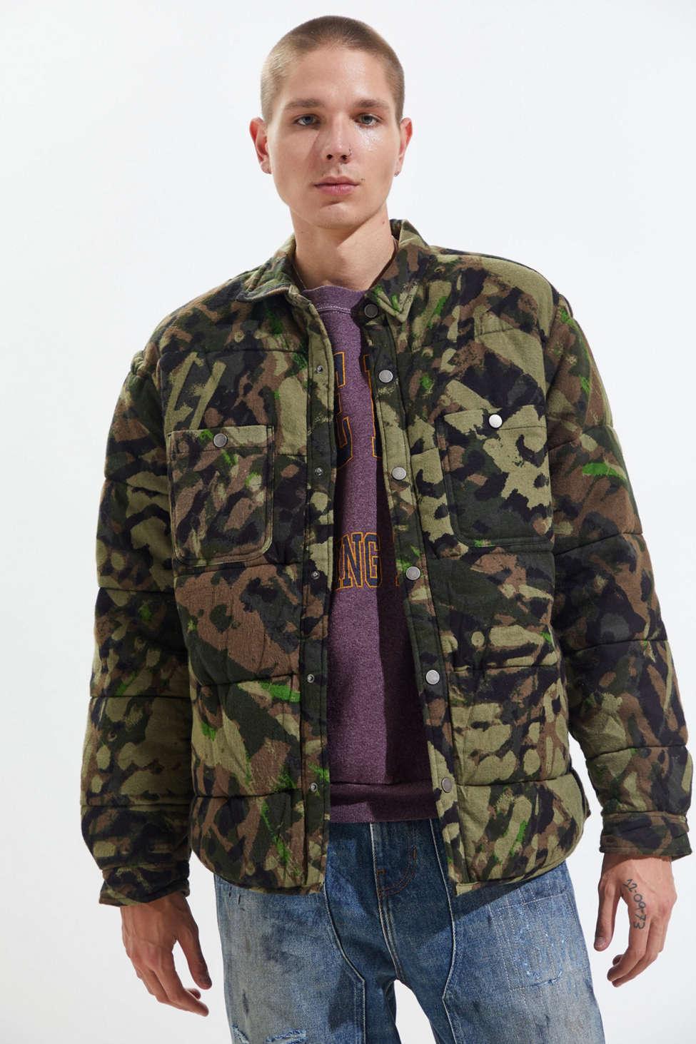 BDG Camo Quilted Shirt Jacket for Men 
