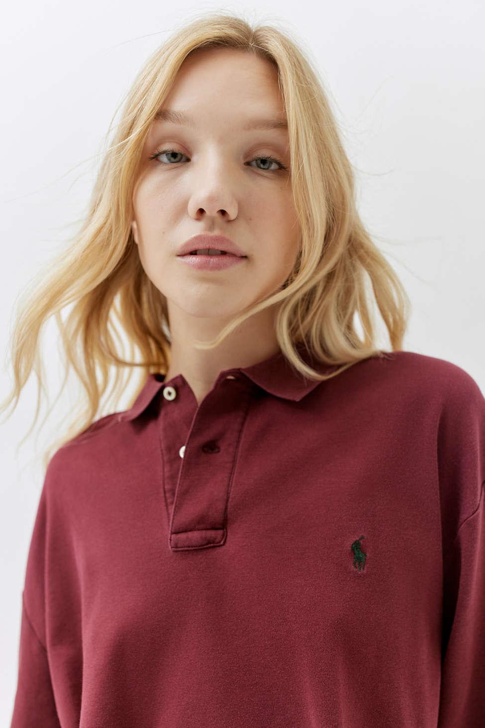 Urban Renewal Remade Polo Ralph Lauren Cropped Polo Shirt in Red | Lyst