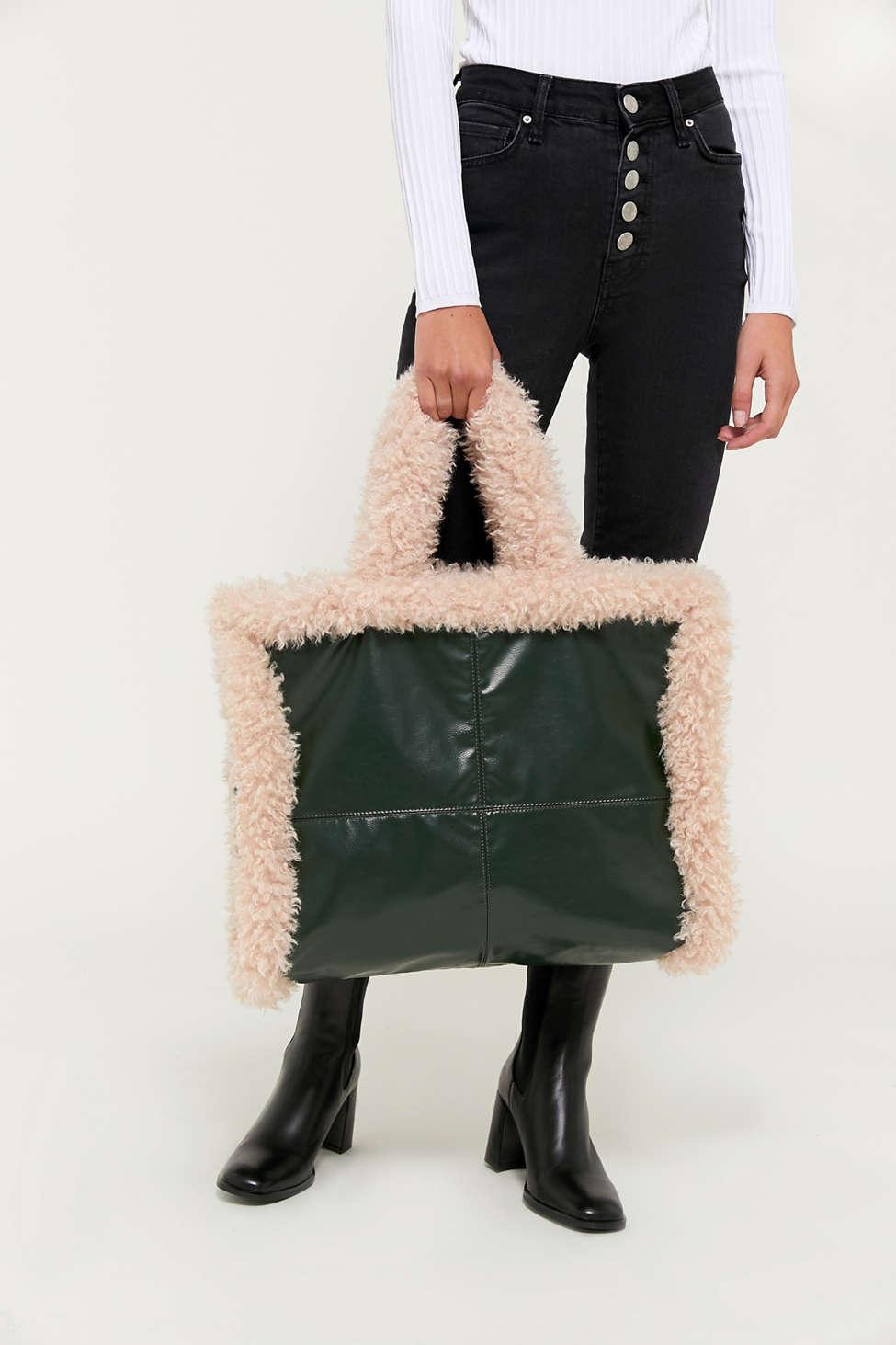 shearling tote bag
