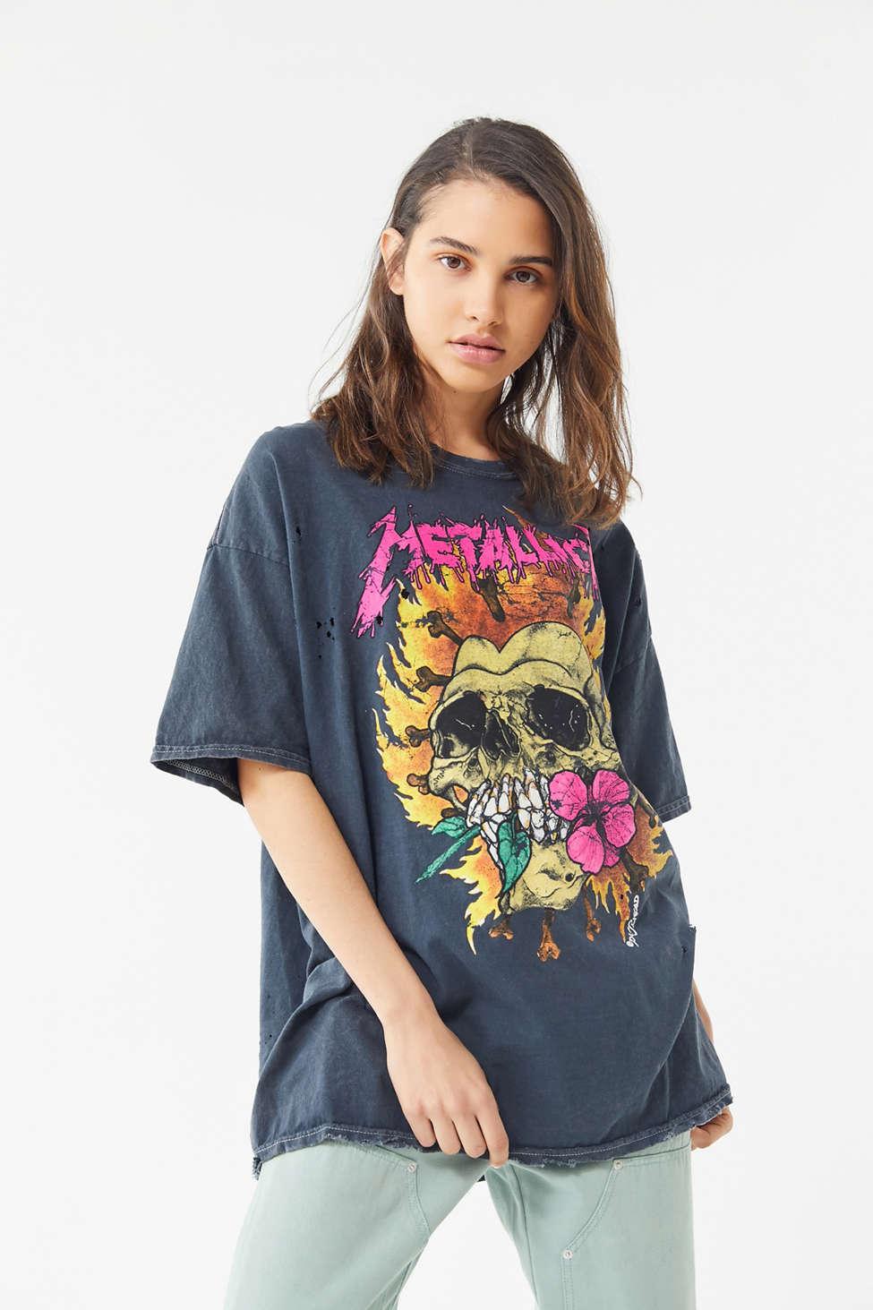 Urban Outfitters Cotton Metallica T-shirt Dress in Black | Lyst Canada