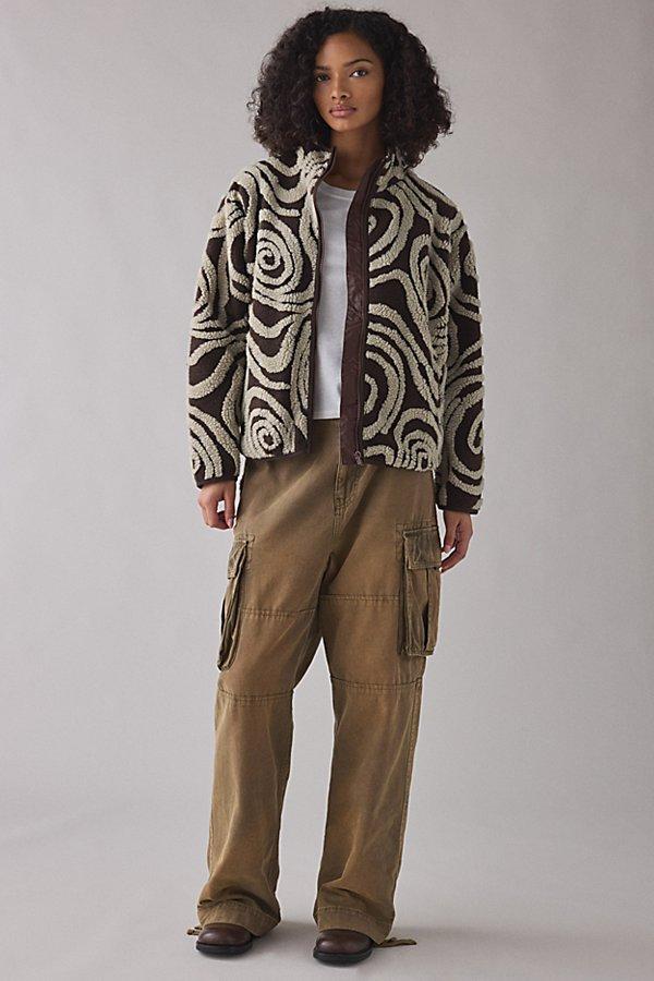 Obey Swirls Jacquard Piled Fleece Zip-Up Jacket in Grey | Lyst Canada