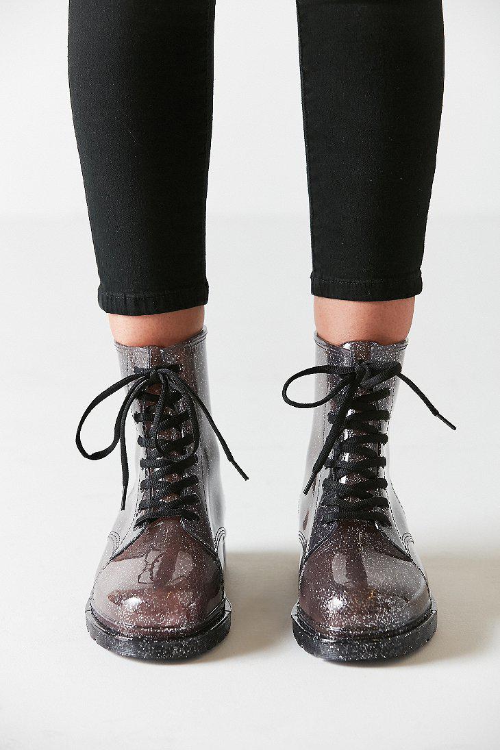 black glitter rain boots