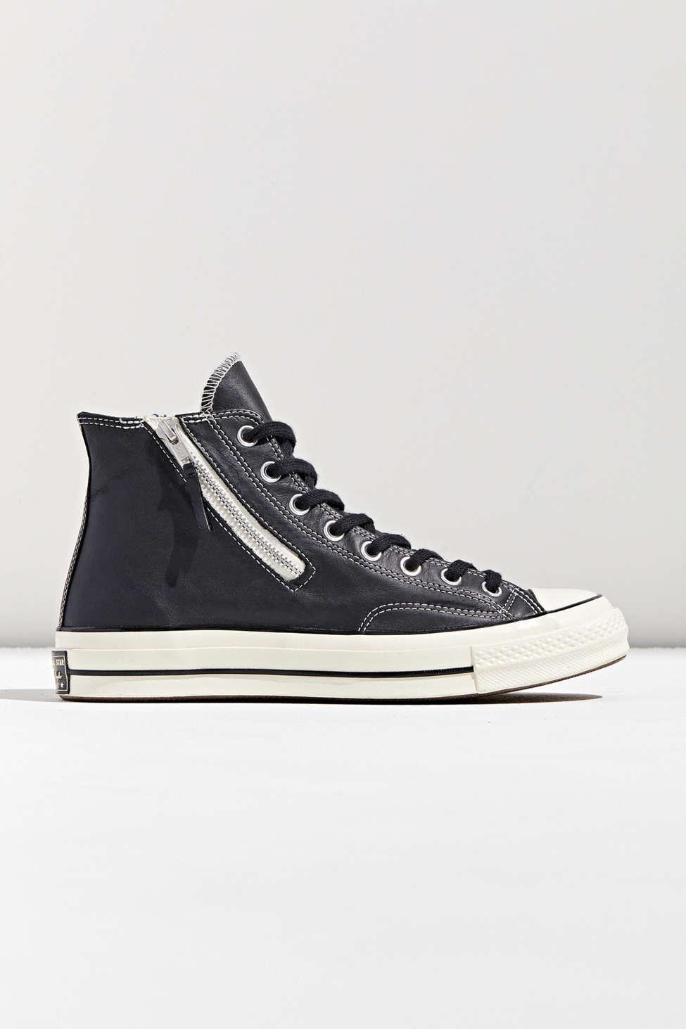 Converse Chuck 70 Side Zip Leather High Top Sneaker in Black for Men | Lyst