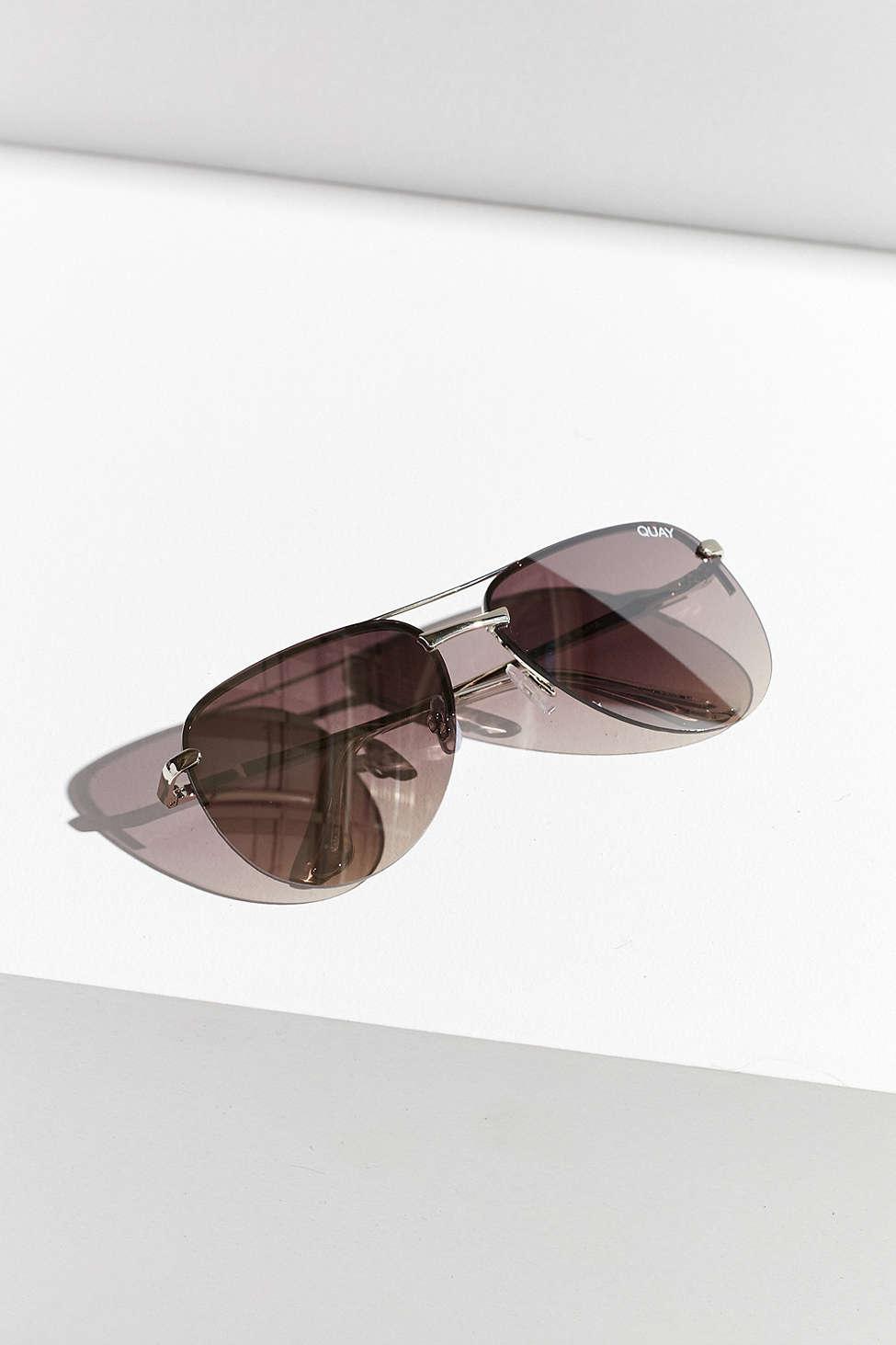 Quay The Playa Aviator Sunglasses in Silver (Metallic) | Lyst