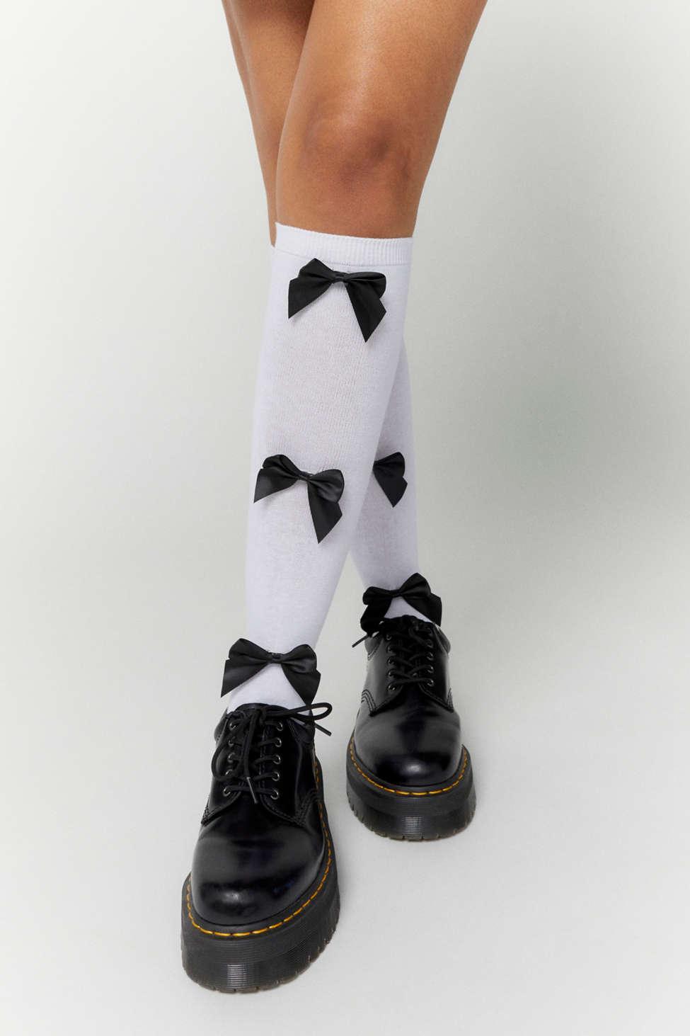 Urban Outfitters Bow Knee High Sock in Gray Lyst