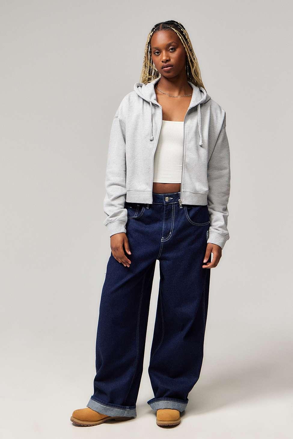 iets frans. Shrunken Zip through Hoodie in Grey Lyst UK