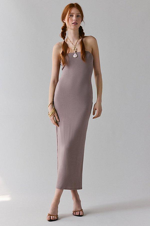Urban Outfitters Uo Nora Jersey Knit Tube Midi Dress in Brown | Lyst