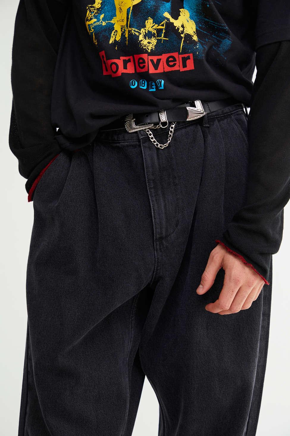 Obey Fubar Pleated Baggy Jean in Black for Men | Lyst