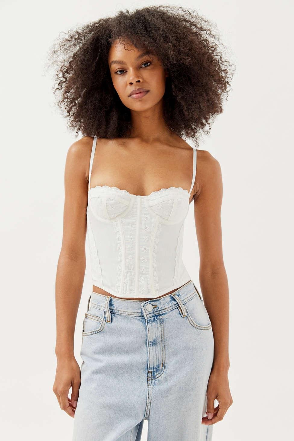 Out From Under Modern Love Eyelet Corset In White,at Urban