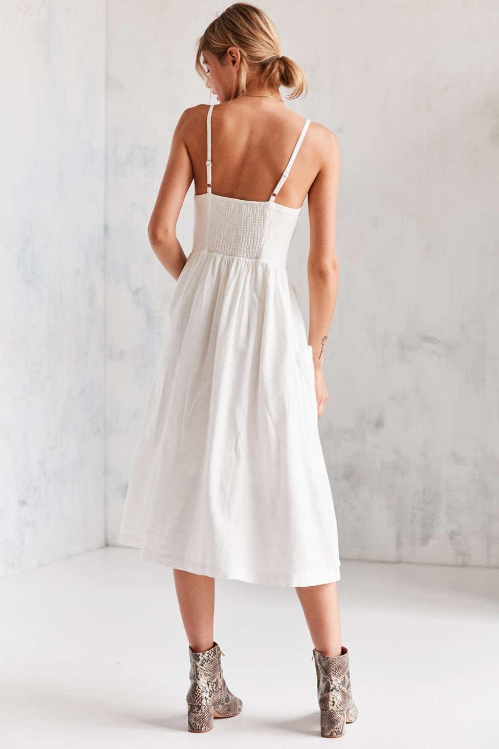 Cooperative Emilia Linen Buttondown Midi Dress in White Lyst