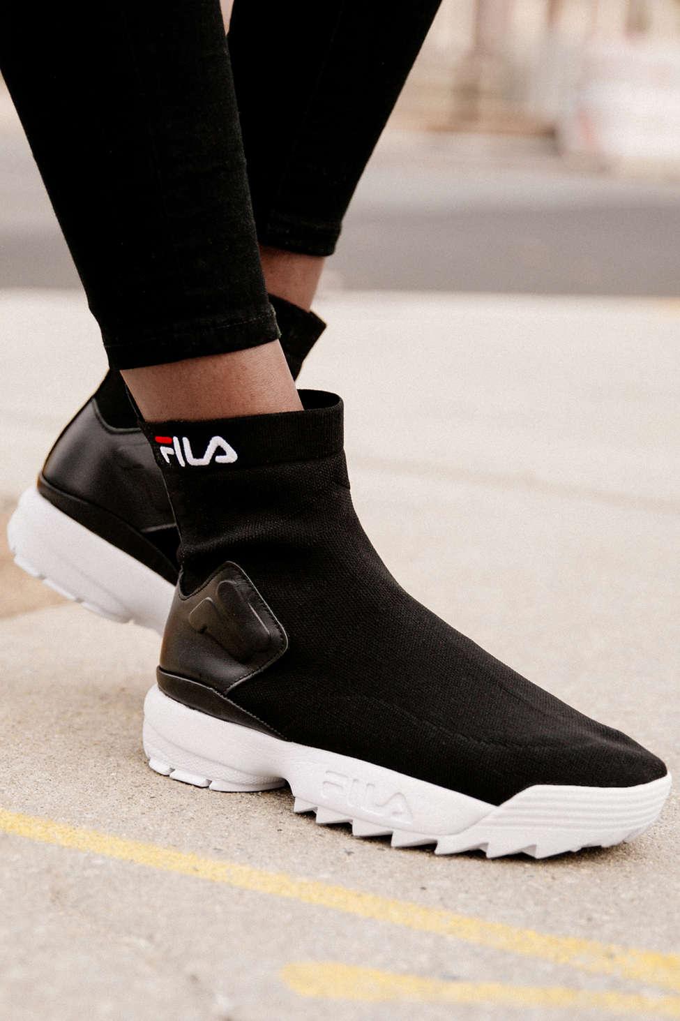 Fila Leather Fila Uo Exclusive Disruptor Sock Boot in Black | Lyst