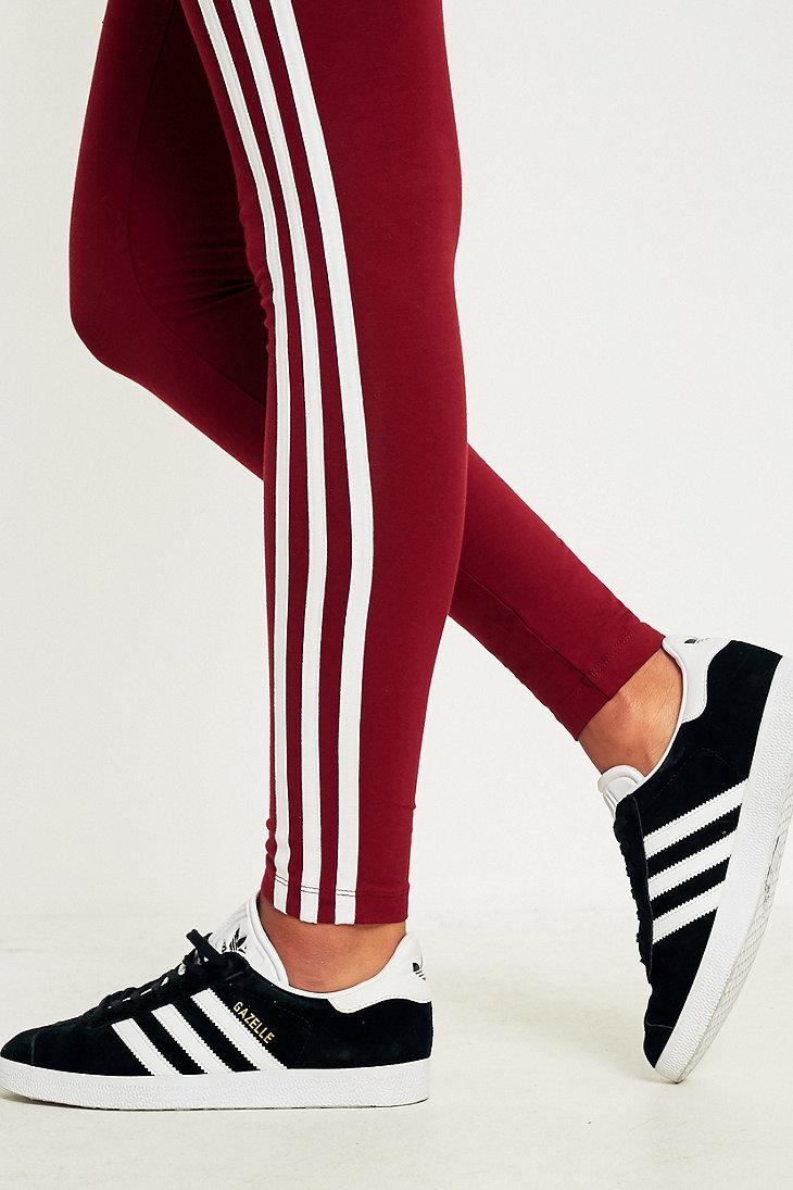 adidas Cotton 3 Stripes Burgundy Womens Leggings in Maroon Maroon (Red) -  Lyst