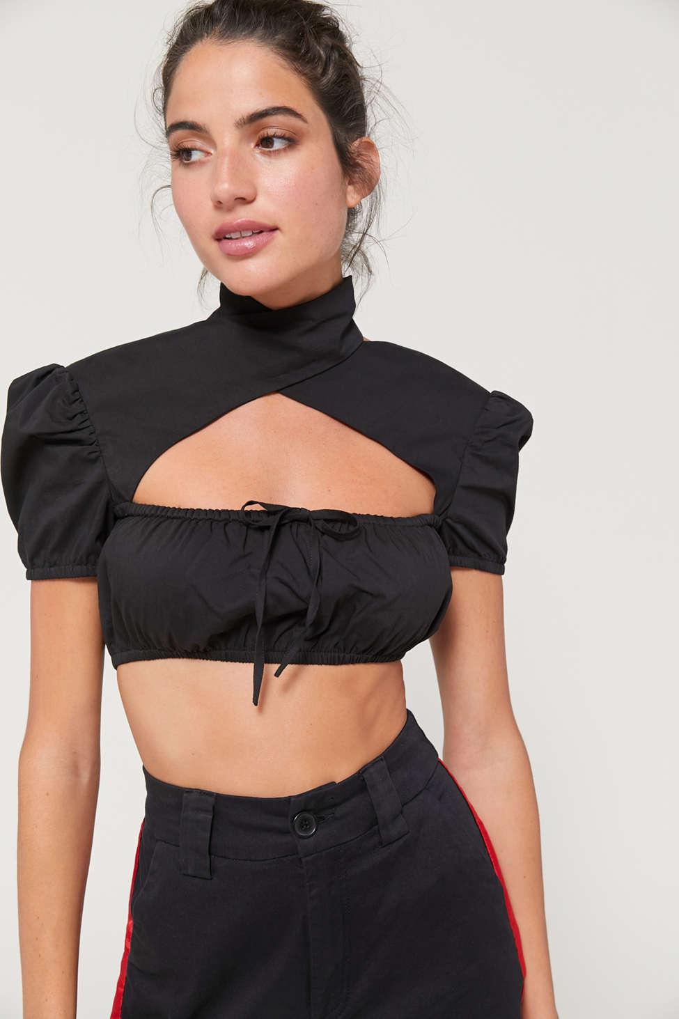 I.AM.GIA I.am. Gia Pandora Sleeve Cropped Top in Black | Lyst